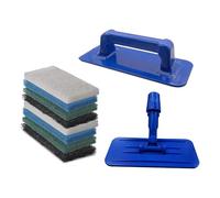 Scrub Doctor 8-Pack of 10 x 4.5 x 1 in. Assorted Large Scrub Pads with Pole and Handheld Scrub Pad Holder Scrub-Pole-HLD-L-VAR-8, Set of Light to Strongly Abrasive Scrubbing Pads for Various Purposes