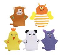 Scrub Gloves | 5 Pieces 3D Foaming Mesh Fruit Shape Ergonomic Tool | Soft Massage Gloves for Adults Kitchen Bathroom Home Indoor Boys Girls Body