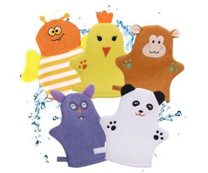 Scrub Gloves 5 Pieces Reusable Non Slip Tool | Bathing Shower Mittens for Boy Girl Adult Body Bathroom Home Indoor