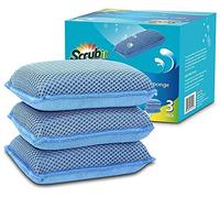 Scrub-It Miracle Microfiber Kitchen Sponge by - Non-Scratch Heavy Duty Dishwashing Cleaning sponges- Machine Washable - (Blue)
