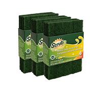 Scrub-It Scouring Pads - Heavy Duty Household Cleaning Scrubber with Non-Scratch Anti-Grease Technology - Reusable Green - 4 Pack (X3) Total 12 Pads | by: Scrub-it