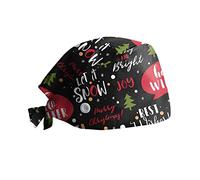 Scrub Kitchen Chef Hat Women Men Christmas Funny Printed Cap Novelty Working Cooking Elk Santa Snowflake Reindeer Print Hair Cover Turban Worker Adjustable Bouffant with Sweatband n20