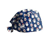 Scrub Kitchen Chef Hat Women Men Christmas Funny Printed Cap Novelty Working Cooking Hat Elk Santa Snowflake Reindeer Print Hair Cover Turban Cap Worker Adjustable Bouffant Cap with Sweatband