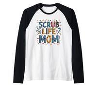 Scrub Life Mom Nurse Healthcare Leopard Print Raglan Baseball Tee