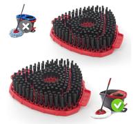 Scrub Mop Head Compatible with Vileda Turbo Spin Mop and Bucket, Floor Scrubber Spin Mop Head Replacement, More Layers of Bristles for Bathroom, Deck, Kitchen, 2 Pack