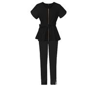 Scrub Sets Dog Grooming Mock Wrap Work Tops Care Tunic Uniform Nurses Top for Career Day Women's Nurse Scrubs Set Work Tunics Solid Color Hospital Utility Shirt Office Scrub Tunic Top and Pants Set