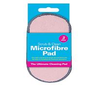 Scrub Sponges 3 Pack, 2 in 1 Clean & Scrub Pad Non-Scratch Microfiber Sponge, Cleaning Scrub Sponges, Clean Dirt & Germs Sponge (Blush Pink)