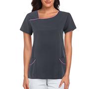 Scrub Top Tunic Uniform Utility Shirt Dog Grooming Work Short Sleeve Workwear Nurses Tunic Womens Dentists Work Wear Carers Vets Top Uniforms Halloween Cosplay Cancer T Shirts