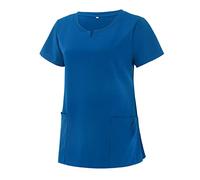 Scrub Top Tunic Uniform Utility Shirt Dog Grooming Work Tops V Neck Short Sleeves Care Uniform Women's Work Tunics with Pockets Nurses Uniform Halloween Cosplay Outfit (Blue, S)