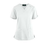 Scrub Top Tunic Uniform Utility Shirt Dog Grooming Work Tops V Neck Short Sleeves Care Uniform Women's Work Tunics with Pockets Nurses Uniform Halloween Cosplay Outfit (White, M)