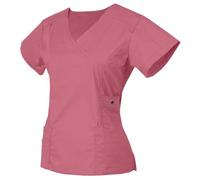 Scrub Top Women Care Uniform V Neck Printed Graphic Beauty Salon Healthcare Uniform Work Tunics for Women Uniform Beauty Salon Housekeeping Work Tops Doctors Hospital Spa Nail Salons Pink