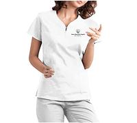 Scrub Top Women Workwear Costumes Work Tunics Mock Wrap Solid Color Scrub Tunic Top Nursing Scrubs Uniform Beauty Salon Housekeeping Work Tops Doctors Hospital Care Nursing Uniform White