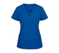Scrub Tops Dog Grooming Solid Color Beauty Salon Graphic Costumes Healthcare Tunic Uniform Plus Size Beauty Tunics for Women UK Black Work Tunics for Women Uniform with Pockets
