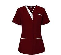 Scrub Tops for Women Short Sleeve Office Graphic Solid Color Work Tunics Healthcare Uniform Beauty Tunic Utility Shirt Hospital Healthcare Mock Wrap Work Shirt Health Care Workers