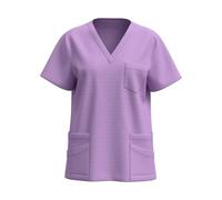 Scrub Tops for Women UK, Ladies Uniform Beauty Healthcare Spa Salon Scrub Top Plus Size Short Sleeve Solid Color V Neck T Shirt 2026 Casual Summer Shirts with Pockets Tunics Work Blouses