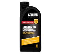 SCRUBB Drain Shot, Cleaner Blockages, Fast Action, Powerful Cleaner, Clogged Toilets, Sink & Drain Unblocker 1L