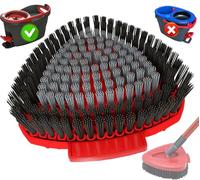 Scrubber Brush Head Replacement for Vileda Turbo Smart Spin Mop System | Dual-Bristles Scrub Brush - Soft Grey for Lather, Hard Black for Tough Stains. For Bathroom, Kitchen, Pools, Decks, Garages