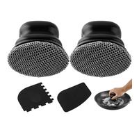 Scrubber for Cast Iron Pan, Pot Cleaner with 2 Scrapers,Chain Mail Cleaning Brush for Dishes, Pots, Pans, Griddles, Grills (Black, Small Chain Mail,2pcs)