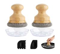 Scrubber for Cast Iron Pan, Pot Cleaner with 2 Scrapers,Chain Mail Cleaning Brush for Dishes, Pots, Pans, Griddles, Grills(Small Chain Mail,2pcs)
