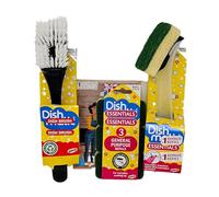 Scrubbing Brush and Sponge Set - Refillable Washing Up Sponge with Handle, Refill Sponges x3 & Removable Dish Brush with handle- With Cleaning Hacks Postcard by Kitchen Fella