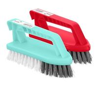 Scrubbing Brush Heavy Duty Stiff Bristles Handy Scrub Brush Stiff Natural Soft Bristles Plastic Cleaning Brush With Comfortable Grip For Carpet Bathtub Floor Kitchen Bath Car Assorted Colors (1pc)