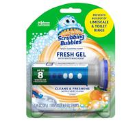Scrubbing Bubbles Fresh Gel Toilet Bowl Cleaning Stamps, Helps Keep Toilet Clean and Helps Prevent Limescale & Rings, Citrus Scent, 1 Dispenser with 6 Fresh Gel Stamps