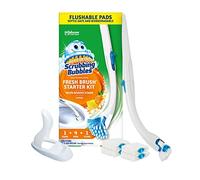 Scrubbing Bubbles Toilet Bowl Brush and Holder with Cleaner Refill Pads, Fresh Brush Toilet Wand Starter Kit, Cleans Limescale & Fights Odors, Citrus Scent, 1 Wand + 4 Refills + 1 Stand