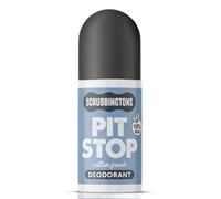 Scrubbingtons Pit Stop 98% Natural Deodorant For Women, Men, Roll on For Sensitive Skin Made in UK. Paediatrician approved, Aluminium & Alcohol Free, Vegan & Cruelty Free, Cotton Fresh, 75ml