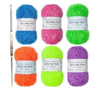 Scrubby Yarn, 6 Strands, Glitter Yarn for Crocheting, Cotton Yarn for Tea Towels, Crocheting Yarn, Glittering Wool, Glitter Knitting Yarn Bundles for Knitting Tea Towels, Craft Projects
