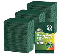 SCRUBIT Scouring Pad - Heavy Duty Scrub Pads for Cleaning Dishes - Non-Scratch Scour Pads - Reusable Scrubbing Pads - Green (50)