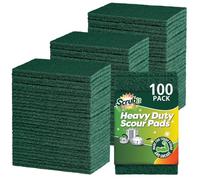 SCRUBIT Scouring Pad - Heavy Duty Scrub Pads for Cleaning Dishes - Non-Scratch Scour Pads - Reusable Scrubbing Pads - Green (100)