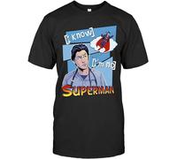 Scrubs Movies I Know I'm No Supperman J.D Elliot Reid Christopher Turk Perry Gift Pullover Men's Crewneck T-Shirt Short Sleeve Top Unisex Pure Cotton Tee Black L