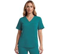 Scrubs Top for Women, V-Neck Women's Care Tunic, Short Sleeve Work Clothing for Nurses, Dentists, Doctors, Veterinarians, Students (UK, Alpha, M, Regular, Regular, Green)