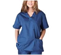Scrubs Top Work Shirt Work Tunics Solid Color Utility Shirt Graphic Health Care Workers Scrub Top Women Mock Wrap Beauty Salon Classic Fit V Neck Dog Grooming Ladies Scrubs