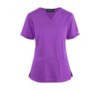 Scrubs Tops Short Sleeve Care Work Shirt Workwear Costumes Solid Color Spa Nail Salons Women Work Tunics Utility Shirt Costumes Workwear Short Sleeve Care Work Shirt Ladies Scrub Top Purple
