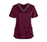 Scrubs Uniforms Top Solid Color Cat Grooming Utility Shirt Doctors Hospital Classic Fit Work Wear Tops Black Beauty Tunics for Women UK Work Tunics for Women Uniform with Pockets