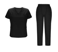 Scrubs Uniforms Women Set, Female Medical Uniforms & Scrubs Durable Short Sleeve V Neck Tunic Top and Pants with Pockets, Beauty Tunics Ladies SPA Pet Groomer UK 8 10 12 14 16 s