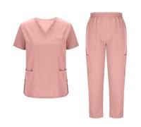 Scrubs Uniforms Women Set, Female Medical Uniforms & Scrubs Durable Short Sleeve V Neck Tunic Top and Pants with Pockets, Beauty Tunics Ladies SPA Pet Groomer UK 8 10 12 14 16 s