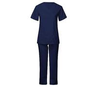 Scrubs Uniforms Women Set Solid Color Beauty Uniforms 2 Piece Outfits Women Breathable Comfy Workwear V-Neck Short Sleeved Nurse Scrubs Lounge Wear Sets Beauty Tunic Tracksuit Set with Pockets Navy