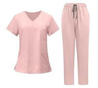 Scrubs Uniforms Women Set, Women's Medical Uniform Set 2 Piece Classic V-Neck Tunic Top & Yoga Jogger Pants Ladies Workwear Outfit Professional Nurse Aesthetic Blouse+Trouser