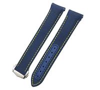 SCRUBY 19/20/21mm Curved End Nylon Fabric Watchband Fit for Omega Seamaster 300 Aqua Terra 150 Watch Strap(Blue Yellow,21mm)