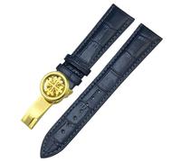 SCRUBY 19mm 20mm 21mm 22mm Real Leather Watch Strap，For Patek Philippe AQUANAUT PP 5167A Cowhide Watchband Butterfly Buckle(Blue gold,22mm)