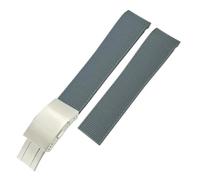 SCRUBY 19mm 20mm 21mm Rubber Silicone Watch Strap Black Blue Watchband，For Longines Master Conquest HydroConquest L3 Series Watch Replacement Strap(Gray silver,20mm)