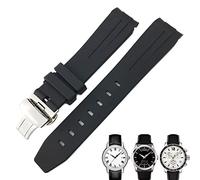 SCRUBY 19mm 20mm Curved End Rubber Watchband for Tissot 1853 Lelocle PRC200 Rolex Submariner Hamilton Omega Waterproof Watch Strap(Black Black,20mm)