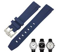 SCRUBY 19mm 20mm Curved End Rubber Watchband for Tissot 1853 Lelocle PRC200 Rolex Submariner Hamilton Omega Waterproof Watch Strap(Blue 1,19mm)