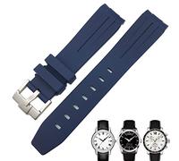 SCRUBY 19mm 20mm Curved End Rubber Watchband for Tissot 1853 Lelocle PRC200 Rolex Submariner Hamilton Omega Waterproof Watch Strap(Blue Blue 1,19mm)