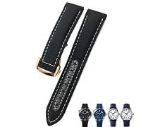 SCRUBY 19mm 20mm Woven Nylon Watch Strap Black Blue Deployment Buckle Leather Watch Bands For Omega AT150 AQUA TERRA Seamaster(Black white rose,19mm)