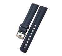 SCRUBY 20mm 21mm 19mm Fluorous Silicone Rubber Watchband For Omega New Seamaster Diver 300 Black Blue Soft Watch Strap(Blue silver,20mm)