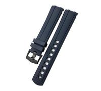 SCRUBY 20mm 21mm 19mm Fluorous Silicone Rubber Watchband For Omega New Seamaster Diver 300 Black Blue Soft Watch Strap(Blue black,20mm)