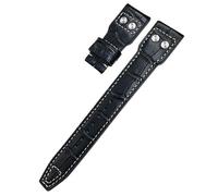SCRUBY 20mm 21mm 22mm Real Leather Rivets Watchband For IWC SPITFIRE Big Pilot's Watch IW5009 Cowhide Strap(Black white bamboo,22mm)